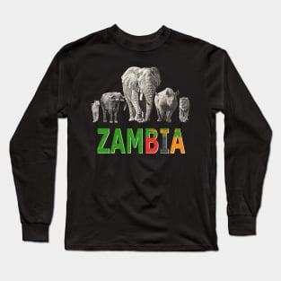 Africa's Big Five Zambia Pride Wildlife Long Sleeve T-Shirt